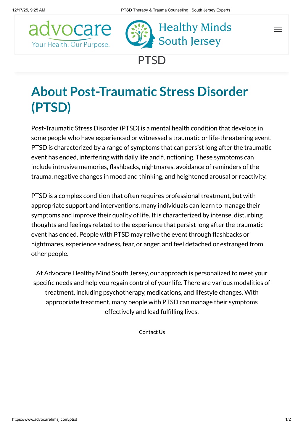 PPT - PTSD Therapy & Trauma Counseling _ South Jersey Experts ...