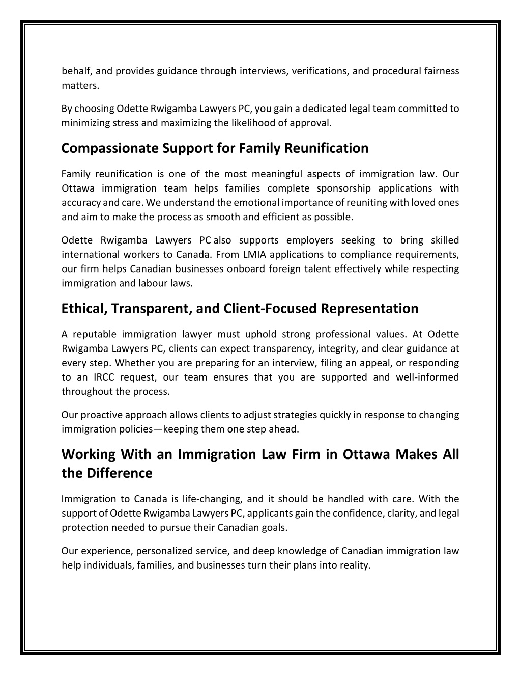 Odette Rwigamba PPT - How an Immigration Law Firm in Ottawa Can Support Your Canada ...