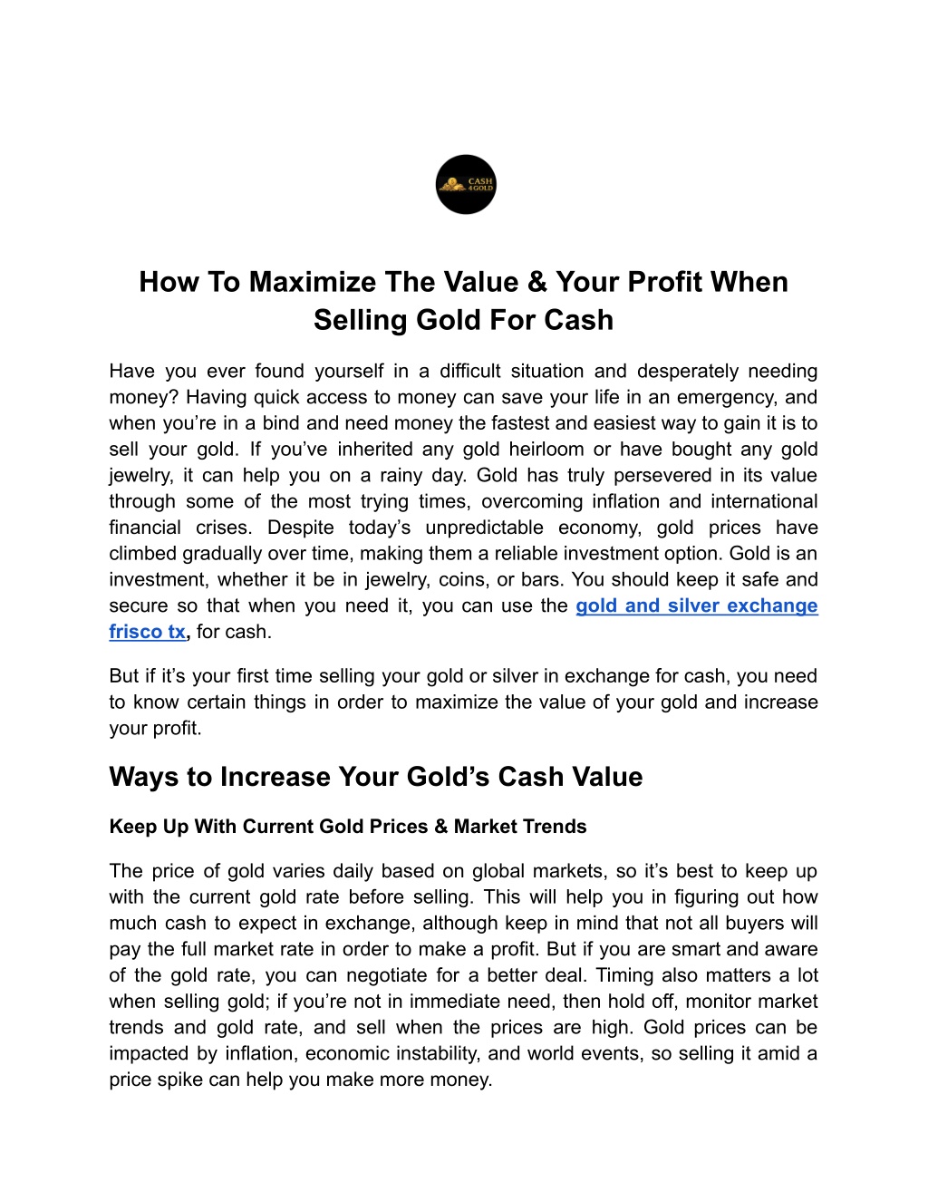 PPT - How To Maximize The Value & Your Profit When Selling Gold For ...