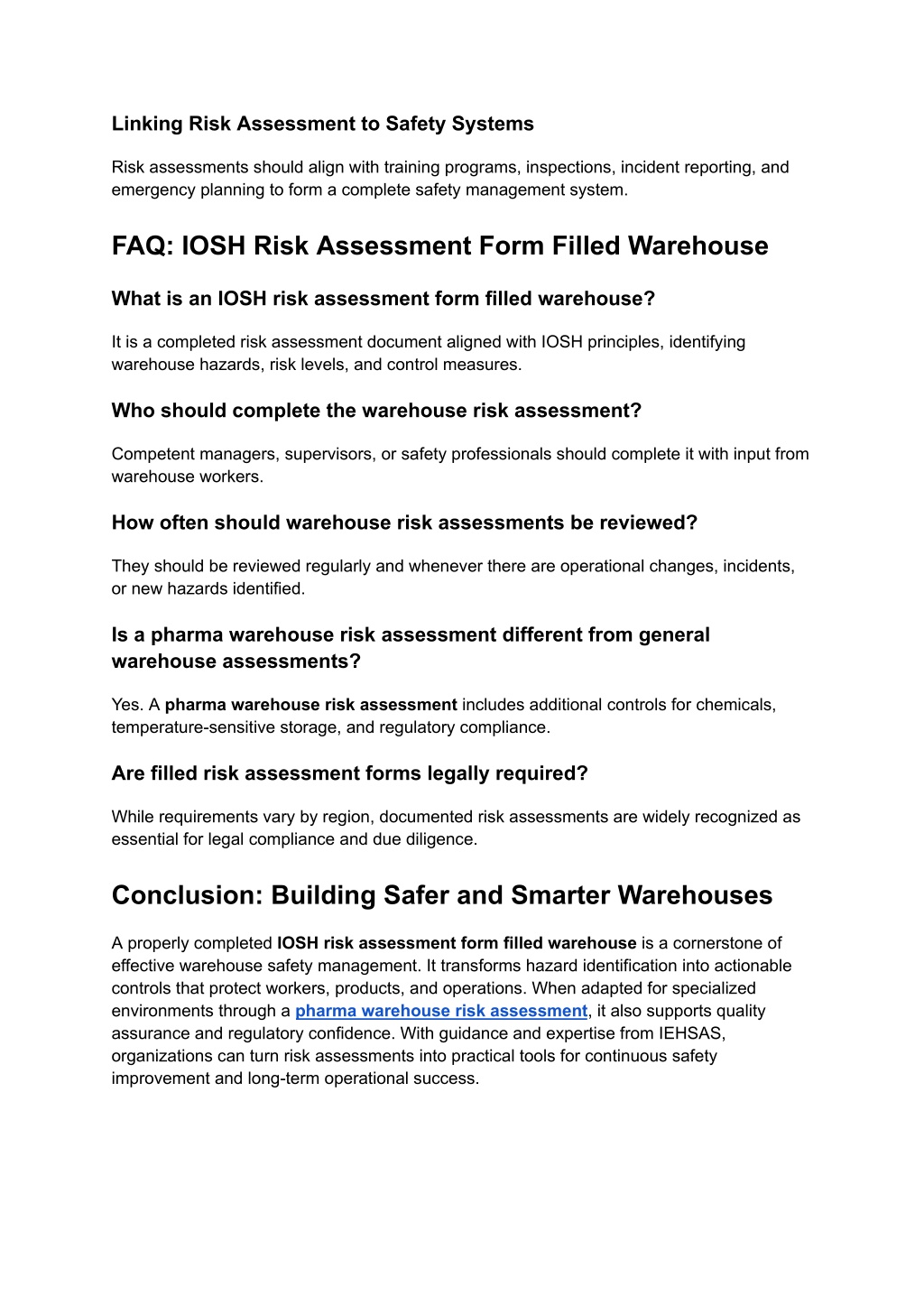 PPT - IOSH Risk Assessment Form Filled Warehouse PowerPoint ...