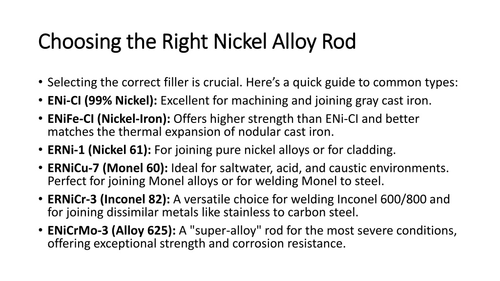 PPT - Why Choose Nickel Filler Rods for Critical Welding PowerPoint ...