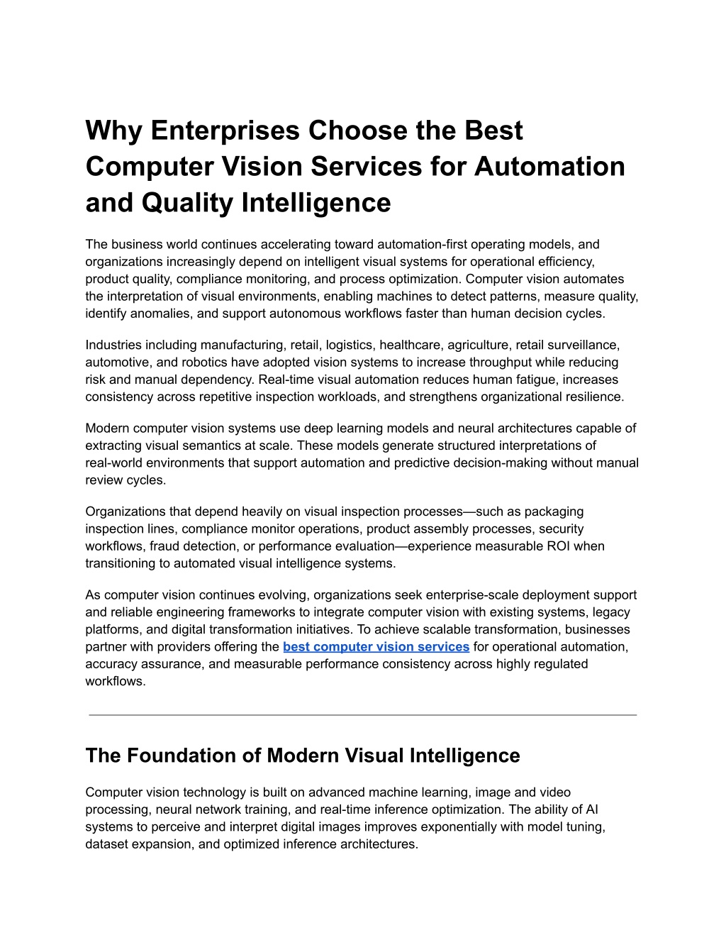 PPT - Why Enterprises Choose the Best Computer Vision Services for ...