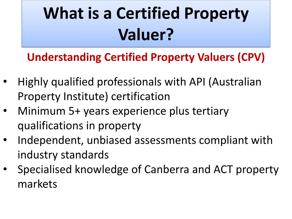 PPT - Certified Property Valuer Canberra - Trusted Expertise PowerPoint ...