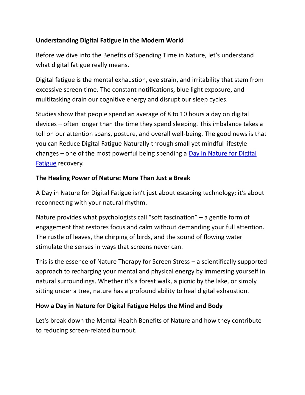 PPT - Can Spending a Day in Nature Reduce Digital Fatigue? PowerPoint ...