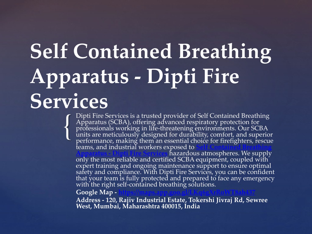 Dipti Rph PPT - Self Contained Breathing Apparatus Scba - Dipti Fire Services ...