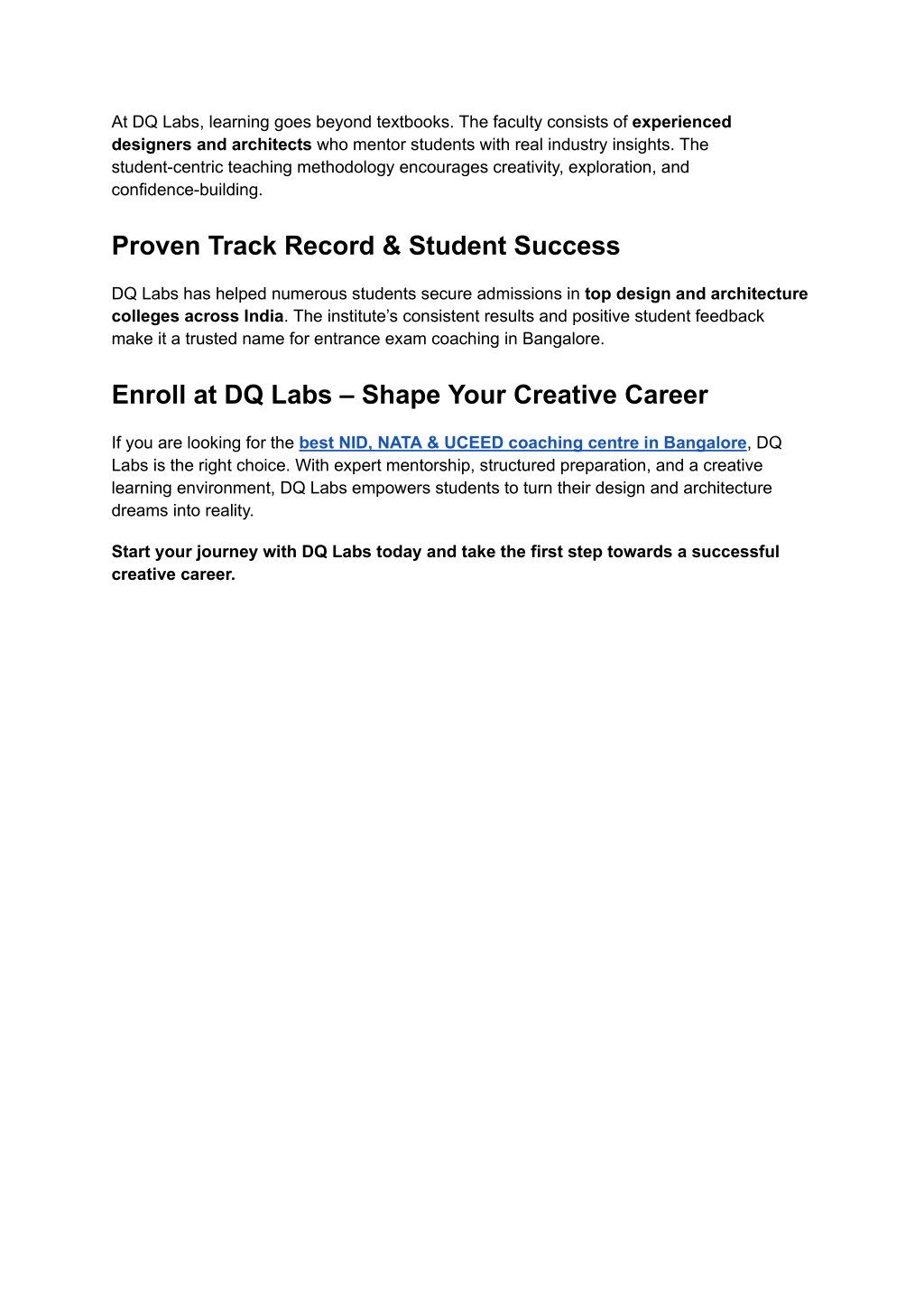 PPT - DQ Labs_ Best NID, NATA & UCEED Coaching Centre in Bangalore ...