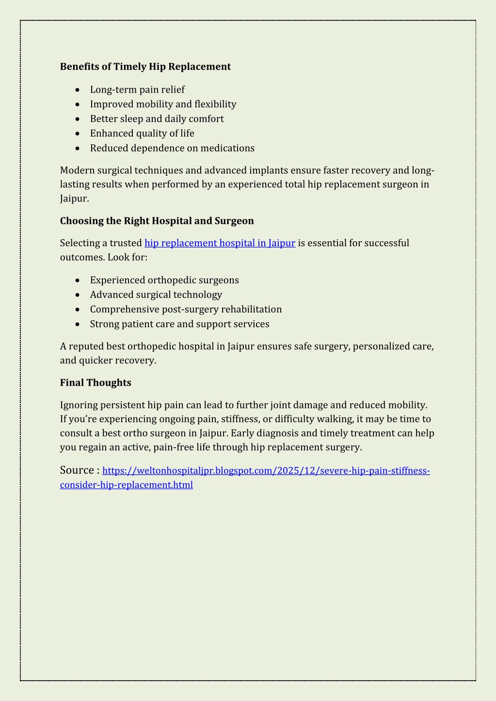 PPT - When Do You Need Hip Replacement Signs You Shouldnt Ignore ...