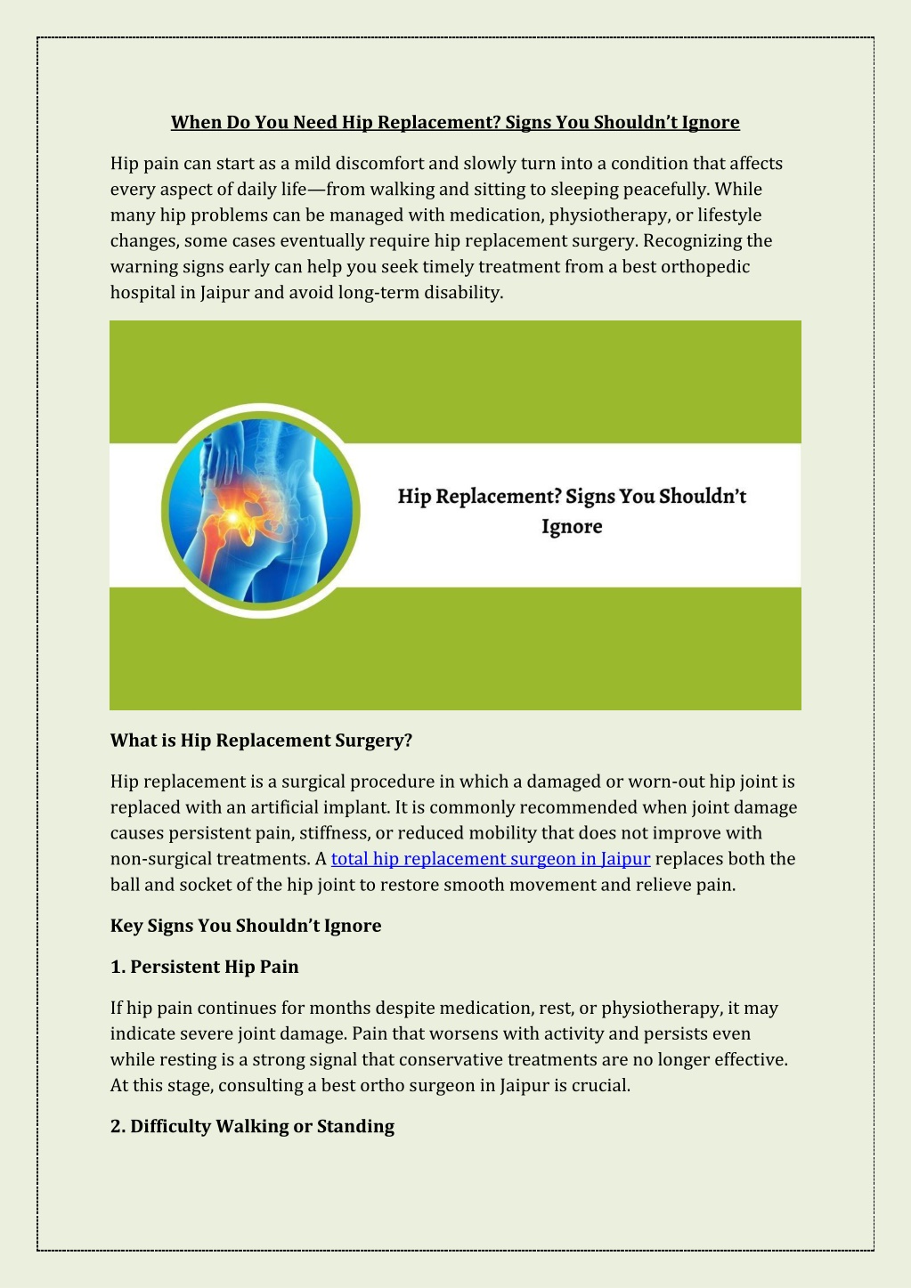 PPT - When Do You Need Hip Replacement Signs You Shouldnt Ignore ...