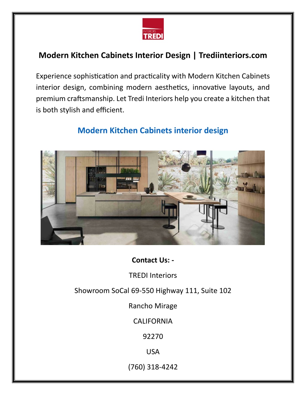 PPT - Modern Kitchen Cabinets Interior Design Trediinteriors PowerPoint ...