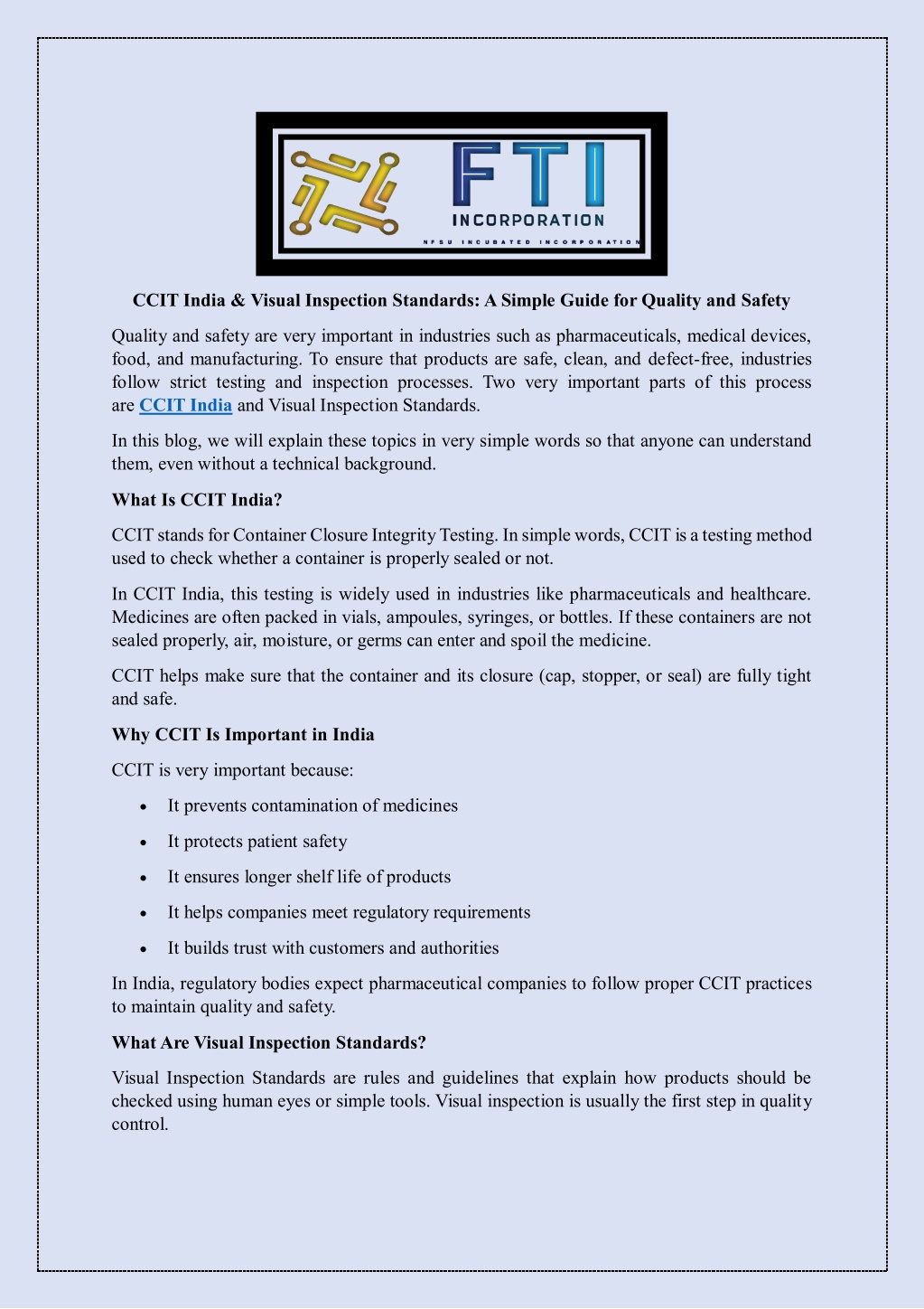PPT - CCIT India & Visual Inspection Standards - A Simple Guide for ...
