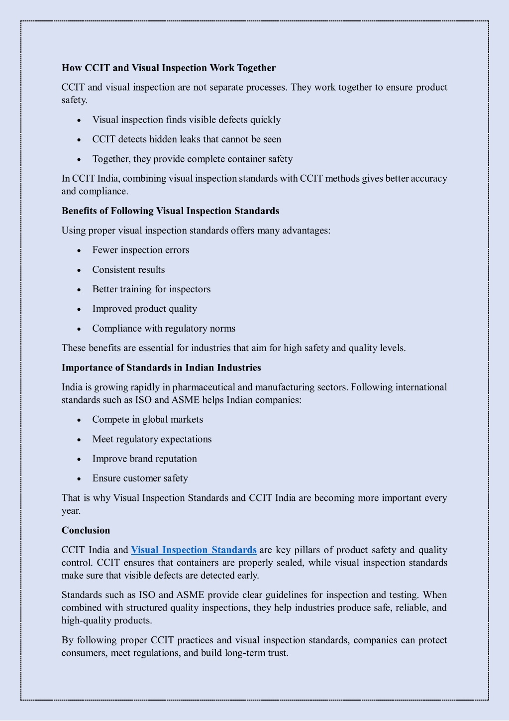 PPT - CCIT India & Visual Inspection Standards - A Simple Guide for ...
