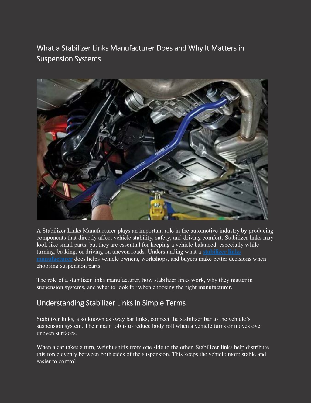 PPT - What a Stabilizer Links Manufacturer Does and Why It Matters in ...