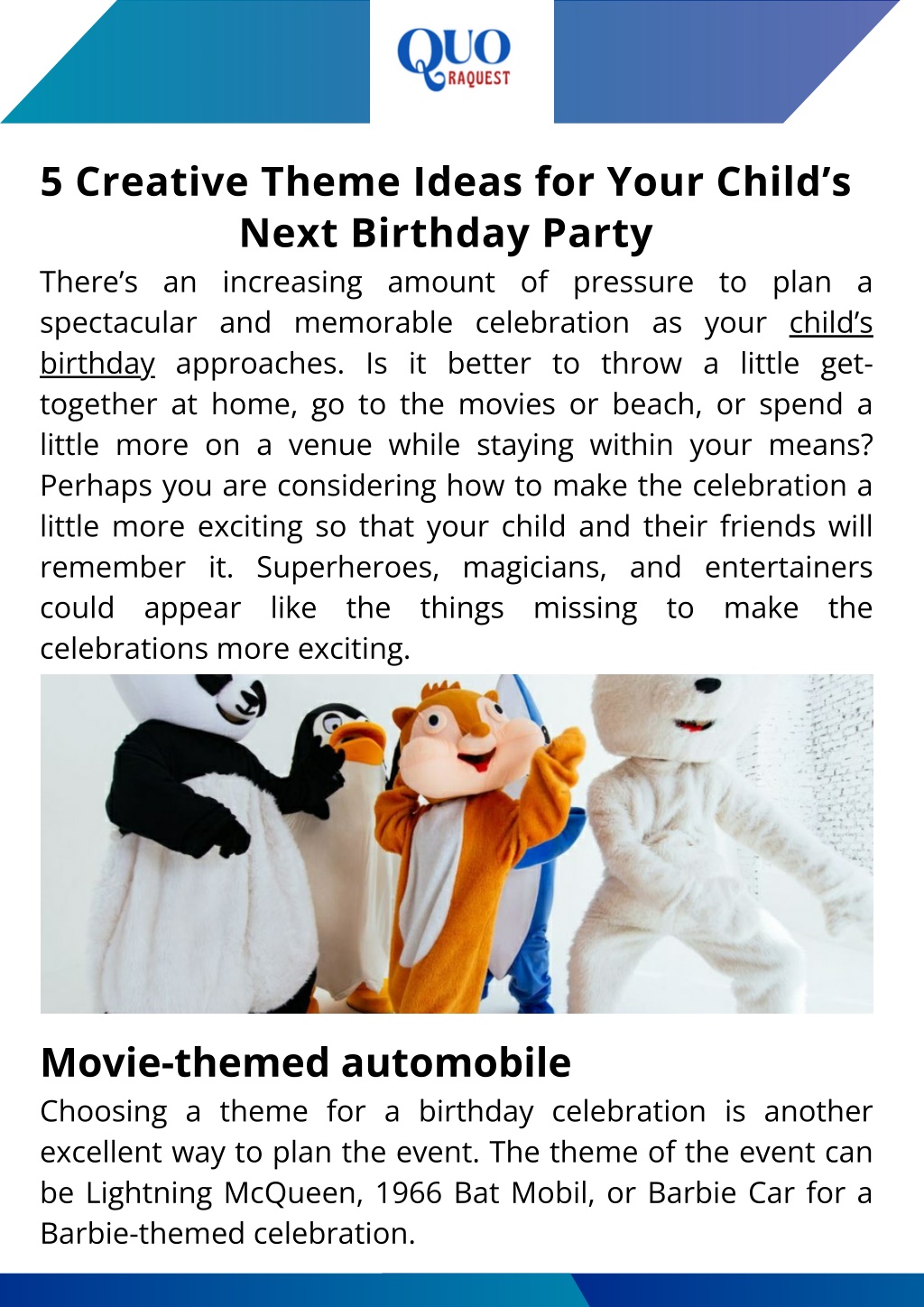 PPT - 5 Creative Theme Ideas for Your Child’s Next Birthday Party ...