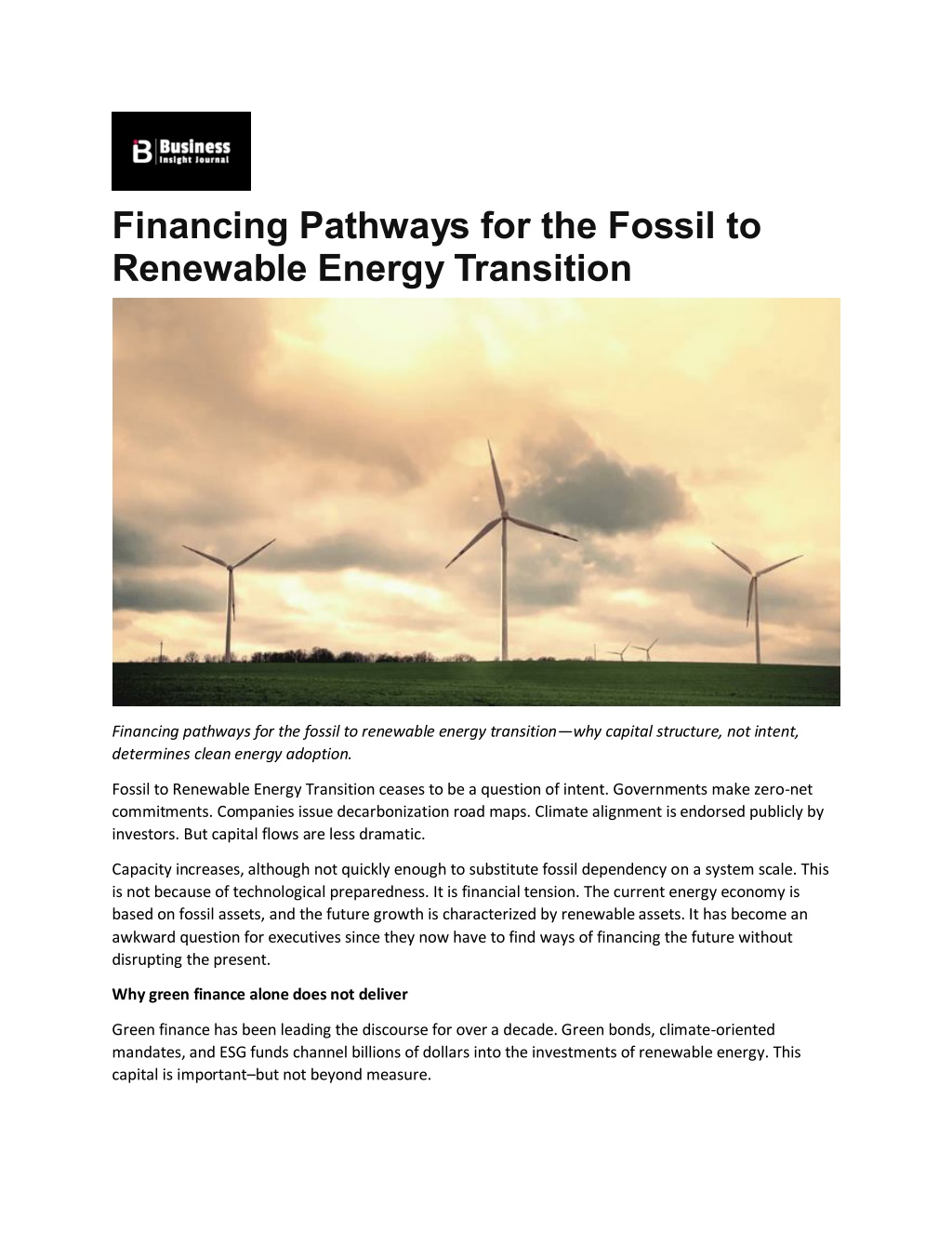 PPT - Financing Pathways for Fossil to Renewable Energy and ...
