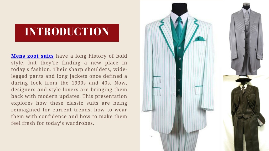 Out Fit Introduction PPT - Mens Zoot Suits Outfit Ideas for Modern Fashion PowerPoint ...