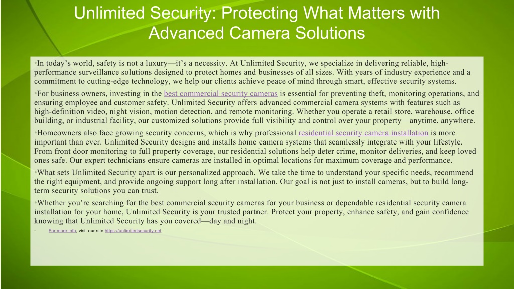 PPT - Unlimited Security Protecting What Matters with Advanced Camera ...