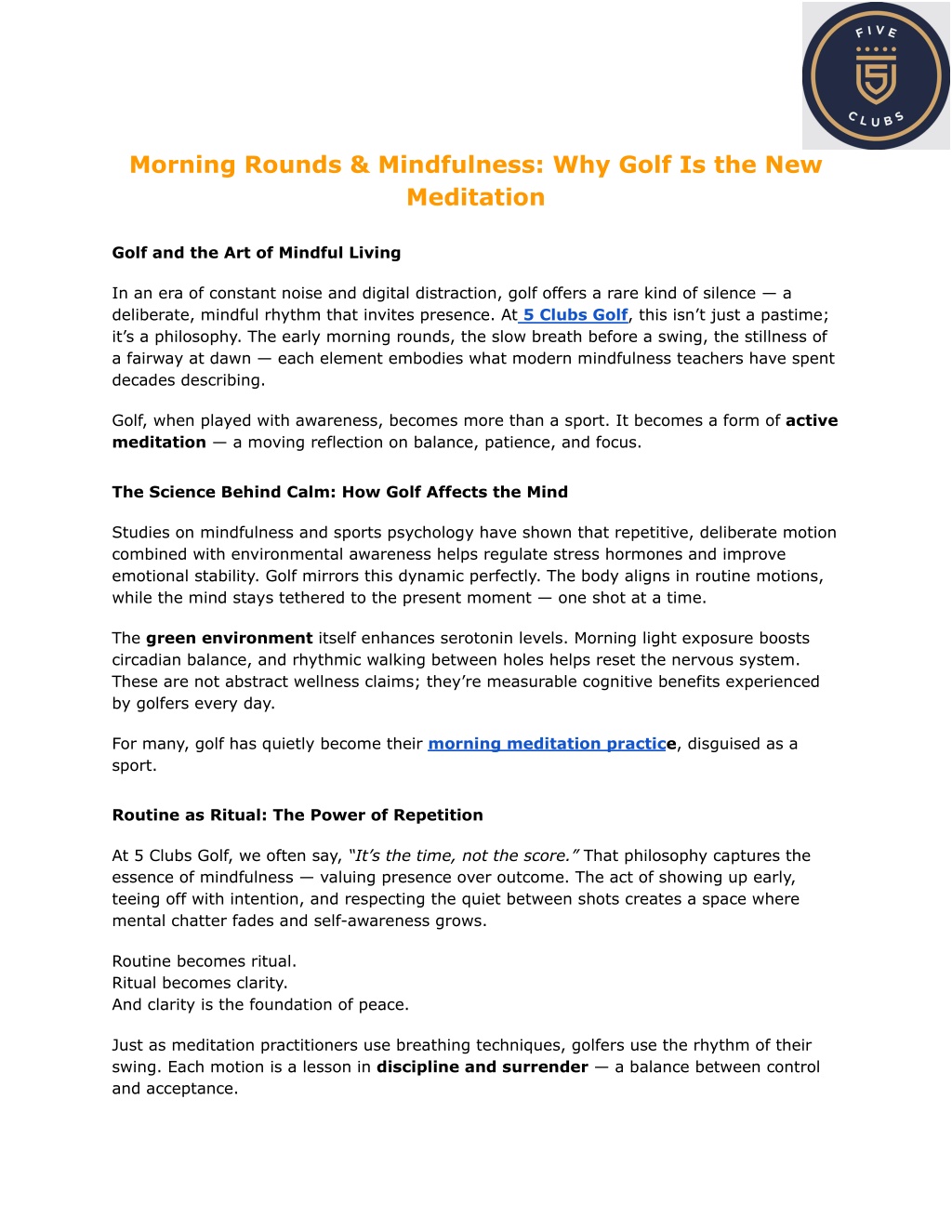 Morning Rounds Thinkining PPT - Morning Rounds & Mindfulness_ Why Golf Is the New Meditation ...