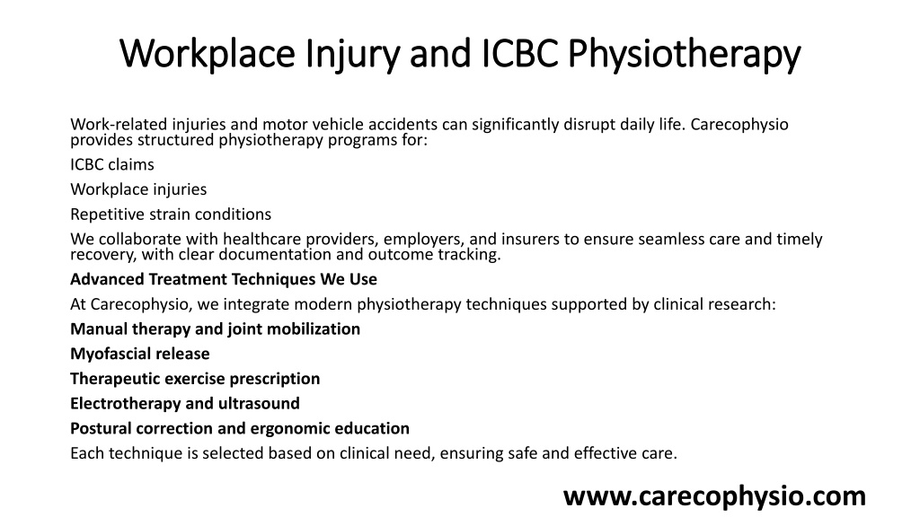 Maple Ridge Icbc PPT - Physiotherapy in Maple Ridge - Carecophysio PowerPoint ...