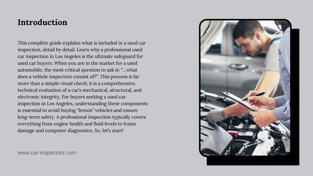 Vehicle Inspection Powerpoint Presentation PPT - What is Included in a Used Car Inspection PowerPoint Presentation ...
