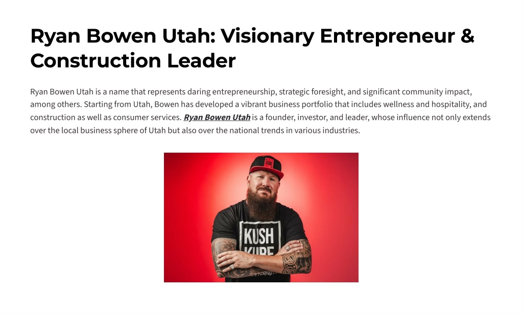 PPT - Ryan Bowen Utah Visionary Entrepreneur and Construction Leader ...