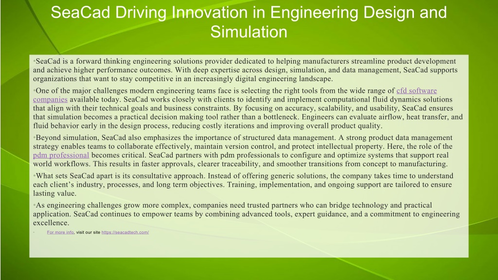 PPT - SeaCad Driving Innovation in Engineering Design and Simulation ...
