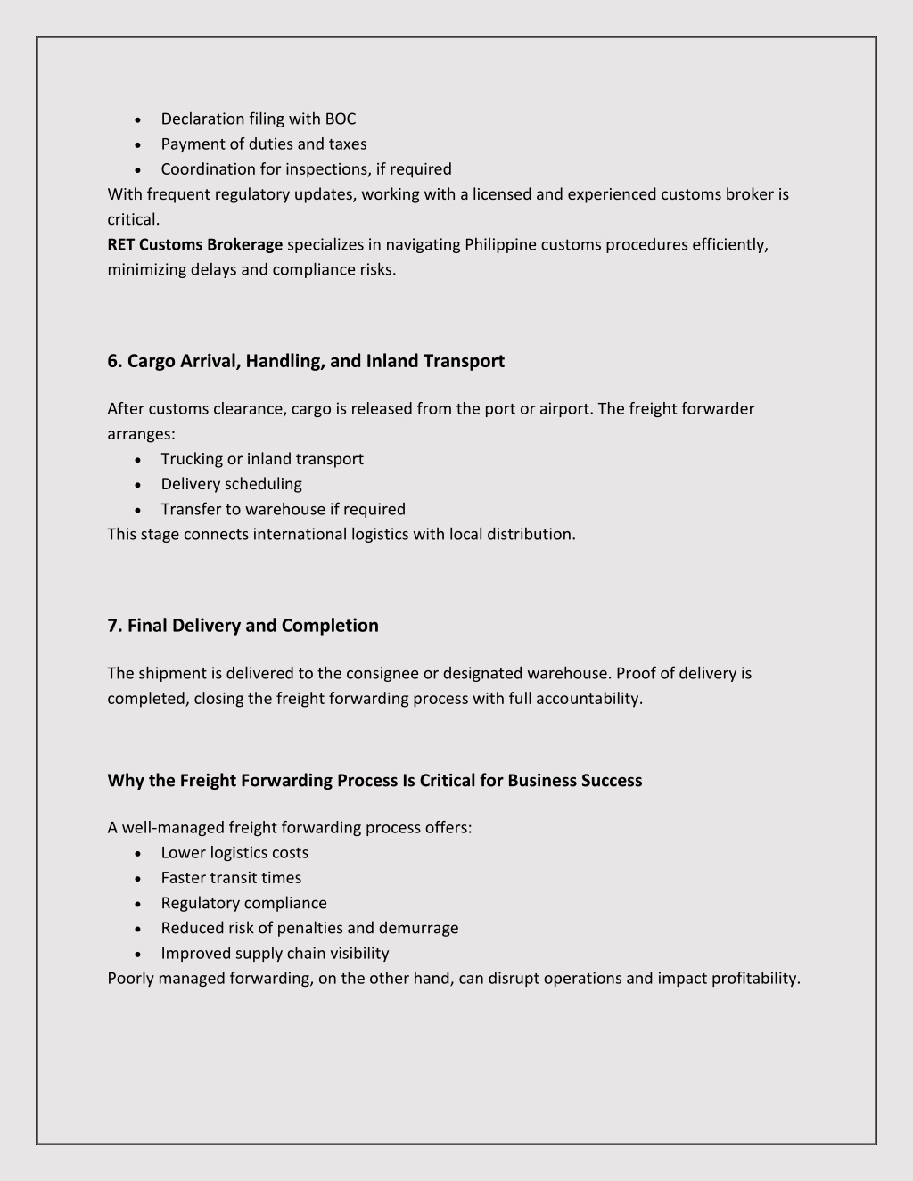 PPT - Freight Forwarding Process and Cargo Releasing Warehousing in the ...