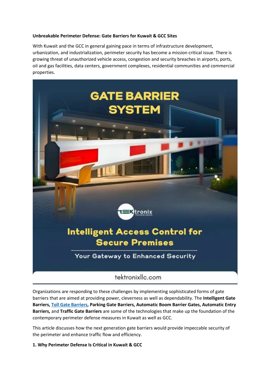PPT - Unbreakable Perimeter Defense - Gate Barriers for Kuwait & GCC ...