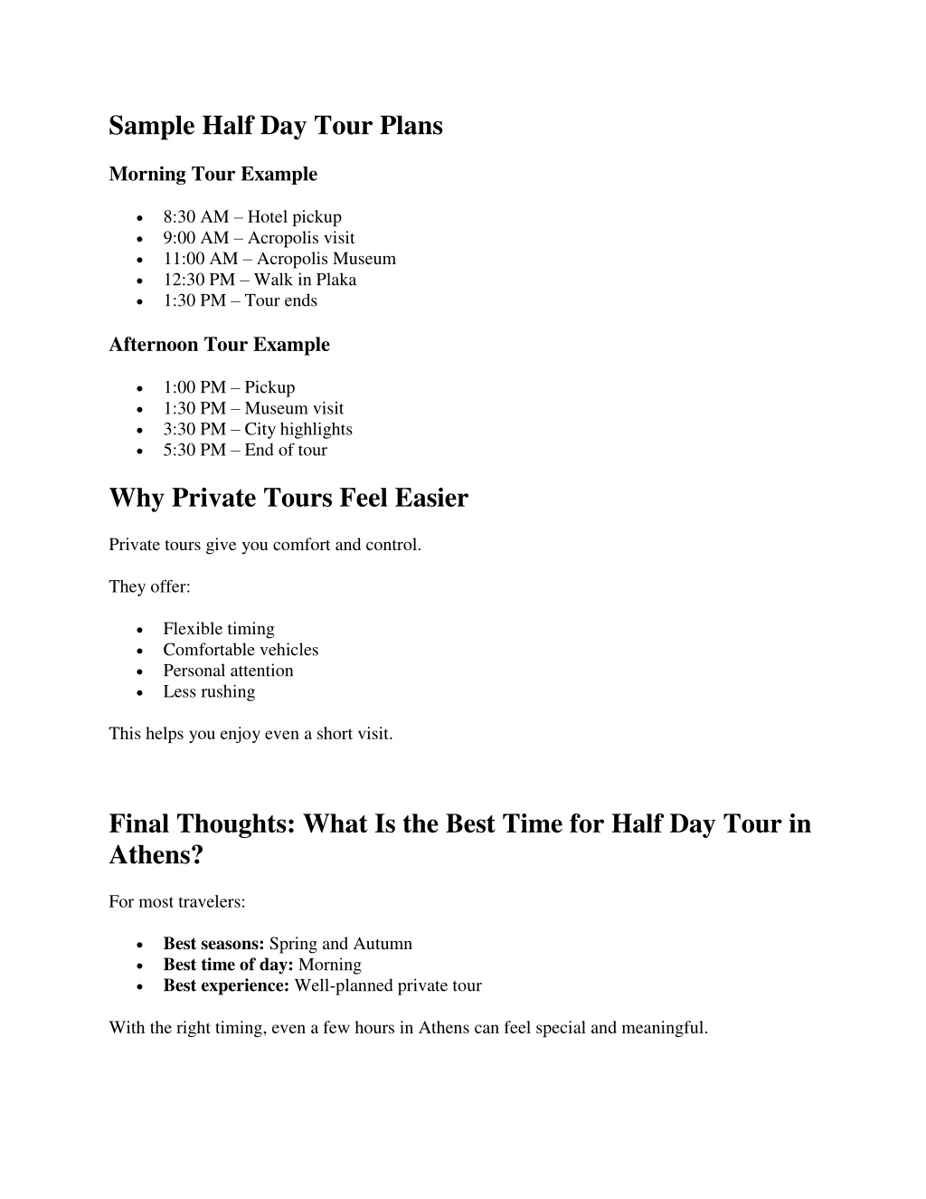 Weekly Tour Examples PPT - Best Time for Half Day Tour in Athens A Simple and Friendly Guide ...