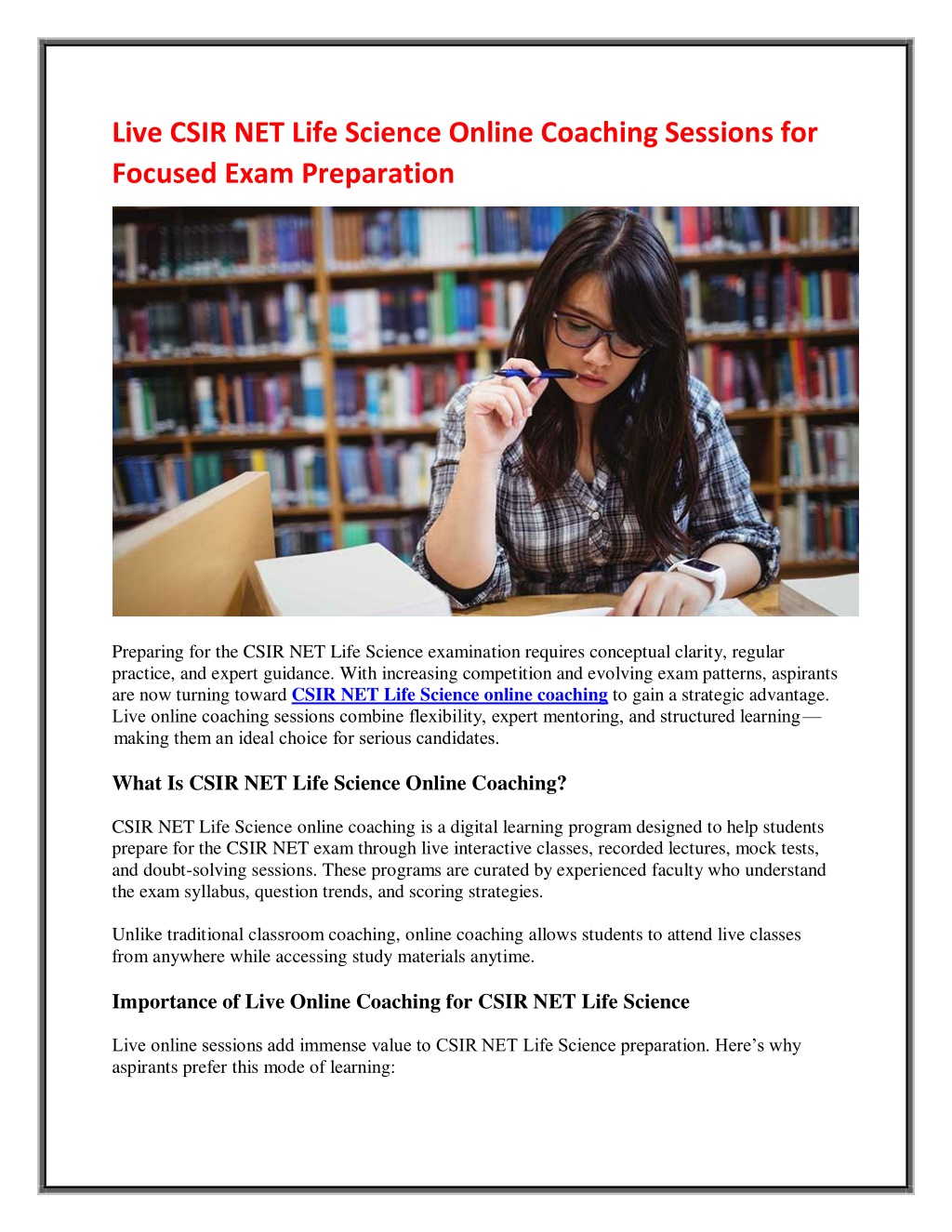 PPT - Live CSIR NET Life Science Online Coaching Sessions for Focused ...