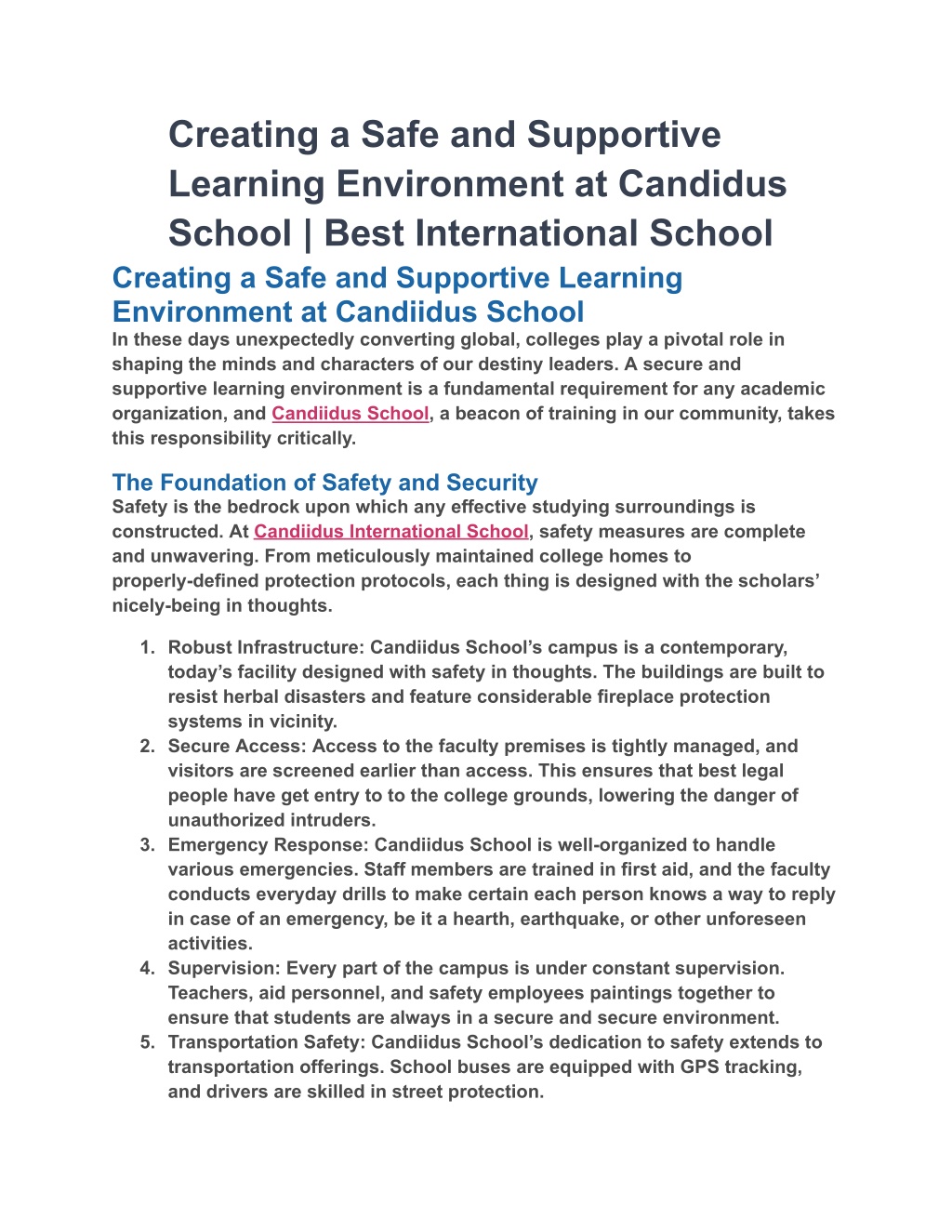PPT - Creating a Safe and Supportive Learning Environment at Candidus ...