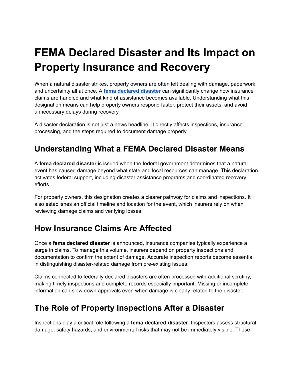 PPT - FEMA Declared Disaster and Its Impact on Property Insurance and ...