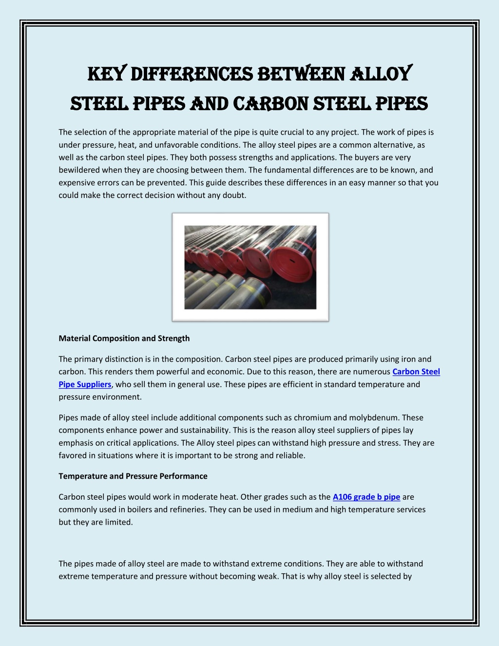 PPT - Key Differences Between Alloy Steel Pipes and Carbon Steel Pipes ...