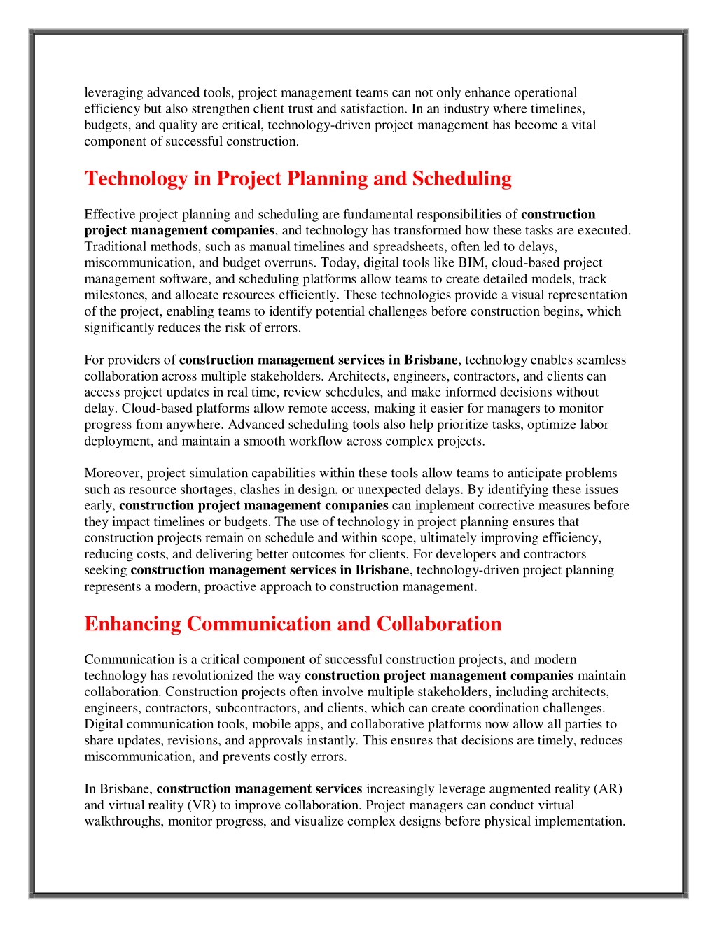 PPT - The Role of Technology in Modern Construction Project Management ...