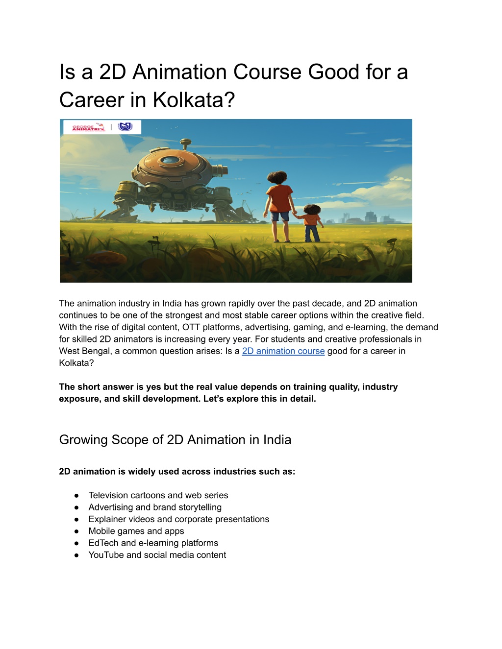 PPT - Is a 2D Animation Course Good for a Career in Kolkata PowerPoint ...