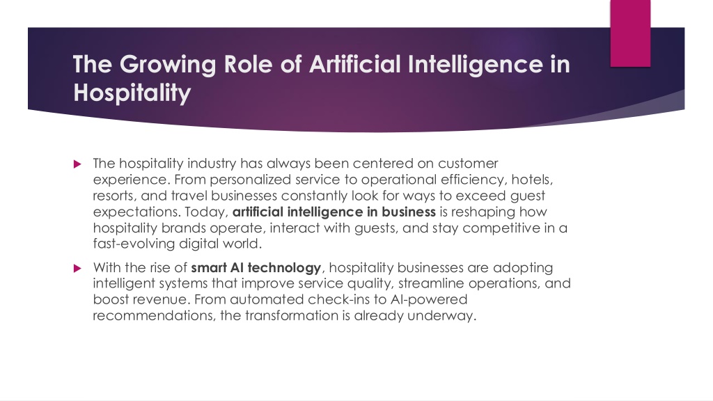 PPT - How Artificial Intelligence Is Transforming the hospitality ...