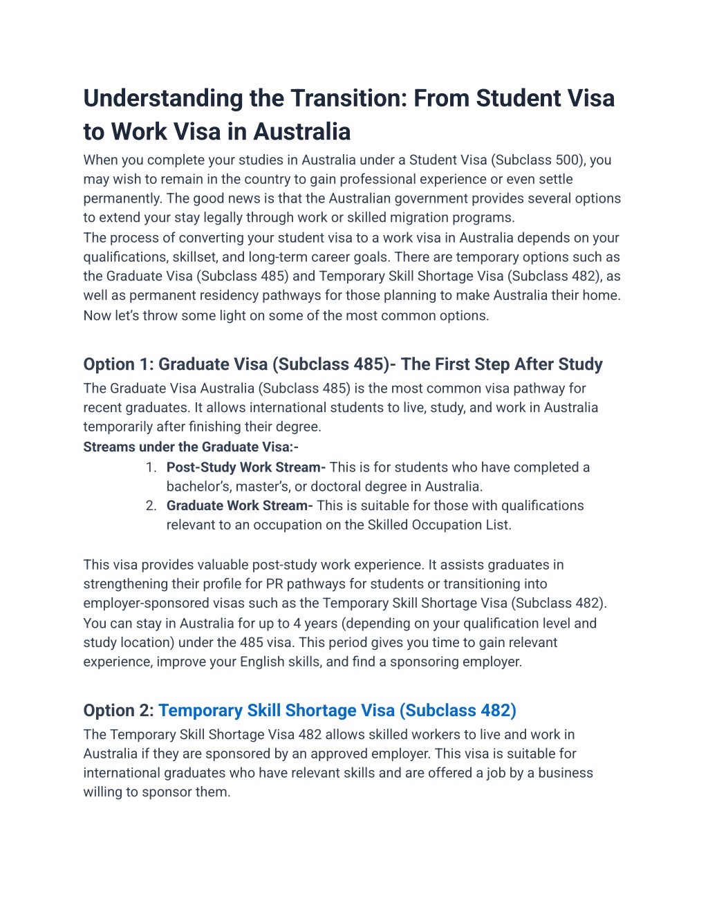 PPT - Convert Student Visa to Work Visa (482) or PR in Australia ...