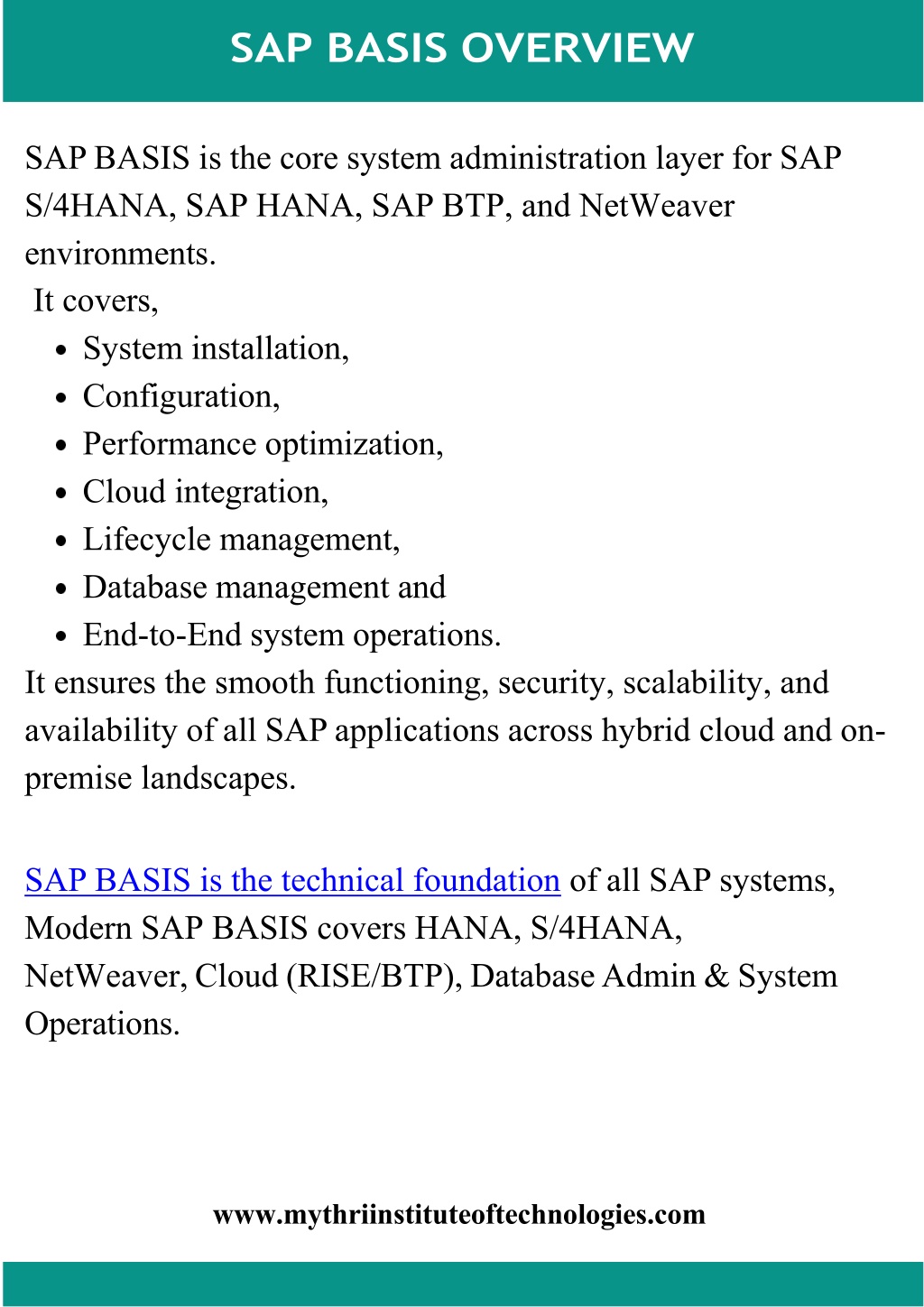 PPT - Best SAP Basis Training Institute in Hyderabad – Mythri Institute ...