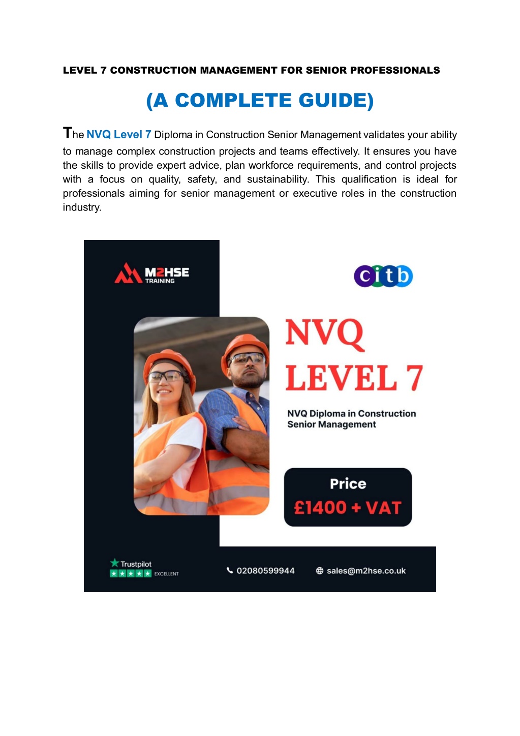 PPT - A Complete Guide for NVQ Level 7 Construction Senior Management ...