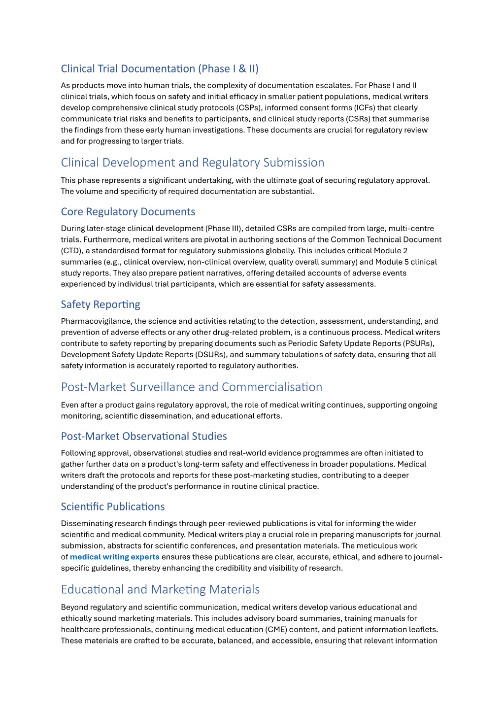 PPT - Types of Medical Writing Services Required Across the Product ...