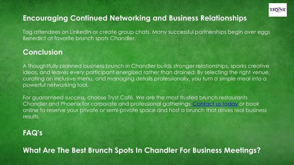 PPT - 7 Tips for Organizing a Business Brunch in Chandler PowerPoint ...