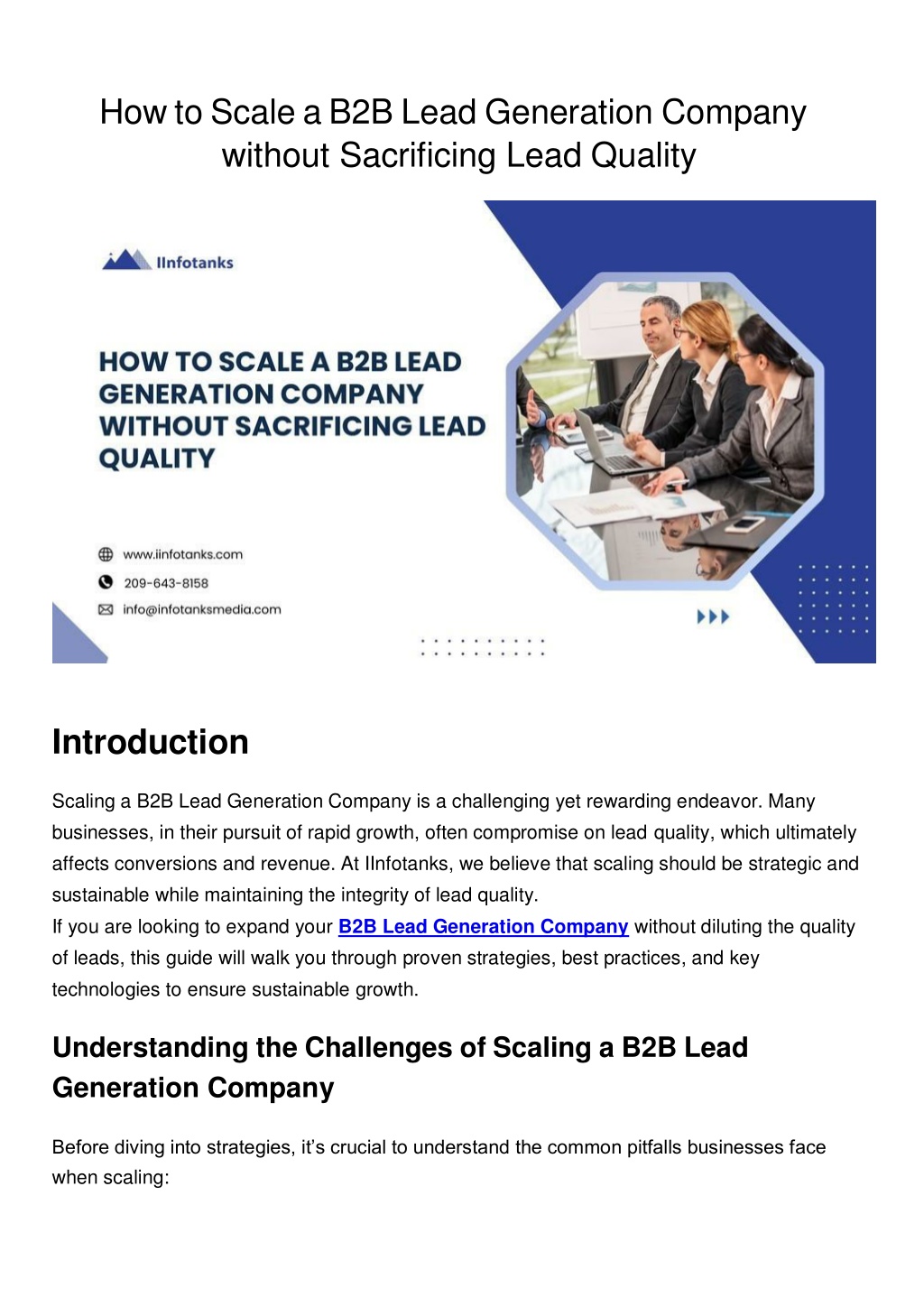 PPT - How To Scale A B2B Lead Generation Company Without Sacrificing ...