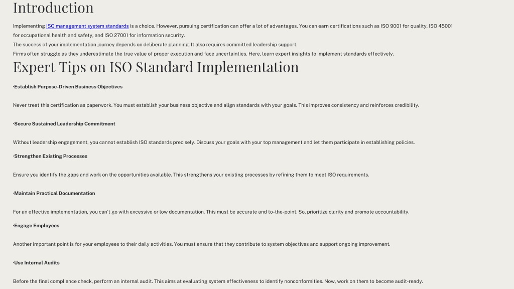 PPT - The Need for Expert Guidance for Successful Implementation of ISO ...