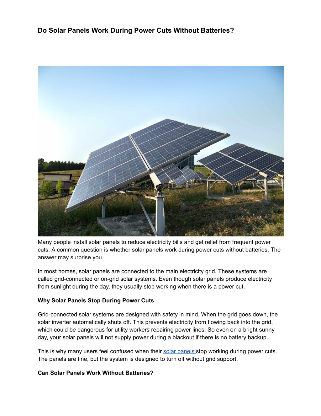 Work Without Power PPT - Do Solar Panels Work During Power Cuts Without Batteries ...