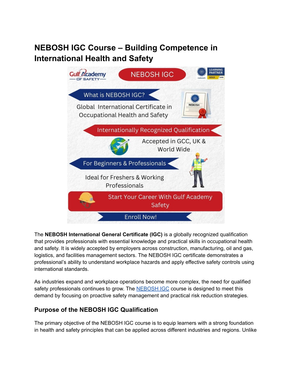 PPT - NEBOSH IGC Course – Building Competence in International Health ...