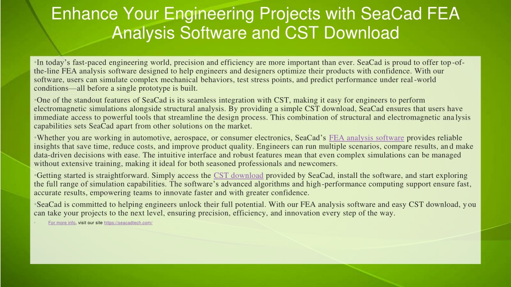 PPT - Enhance Your Engineering Projects with SeaCad FEA Analysis ...