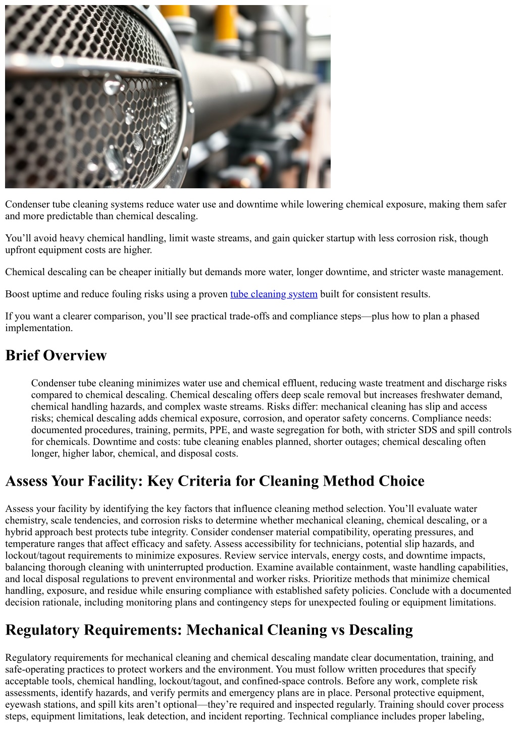 PPT - Condenser Tube Cleaning System vs Chemical Descaling: Risk ...