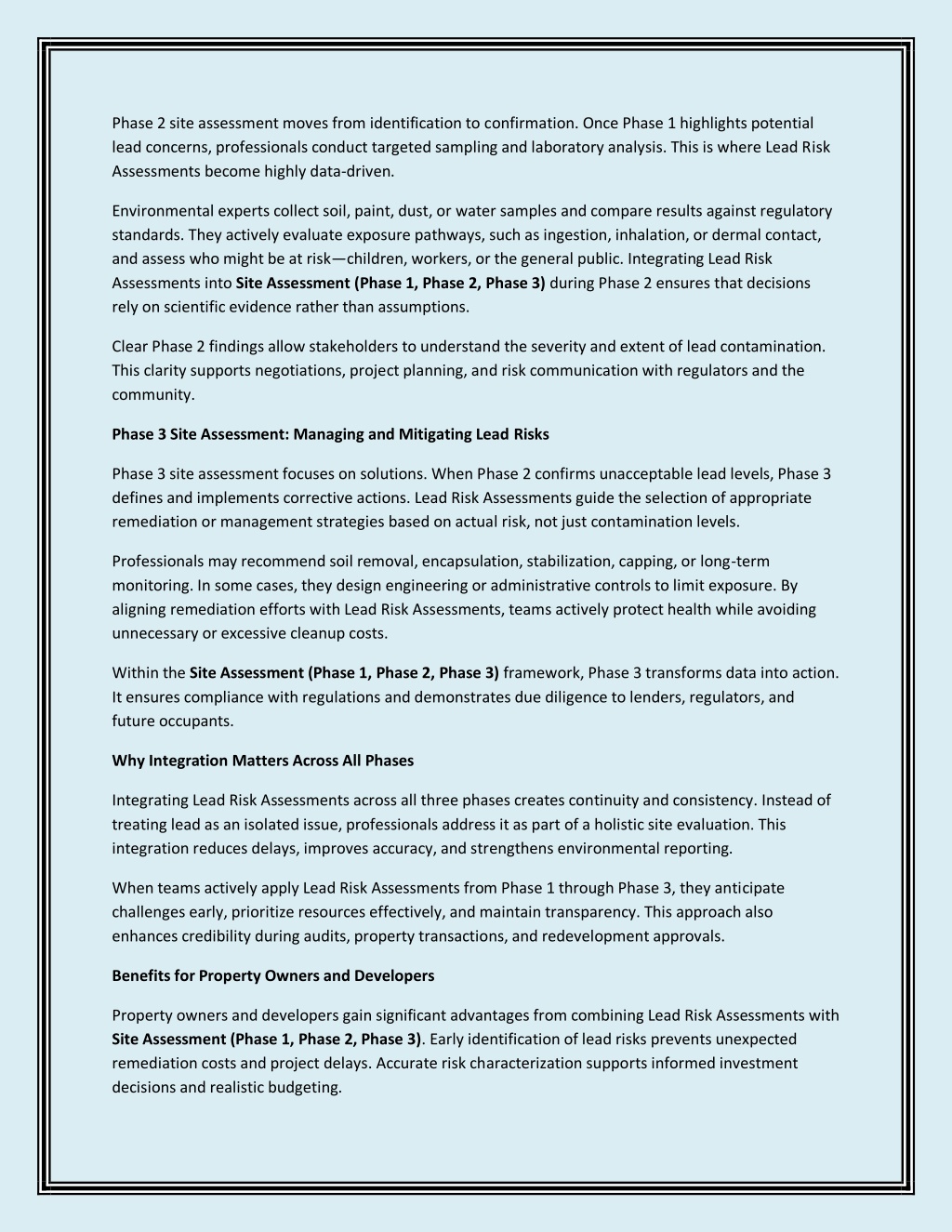 Lead Risk Assessment Site Description.pdf PPT - How Lead Risk Assessments Strengthen Site Assessment (Phase 1 ...