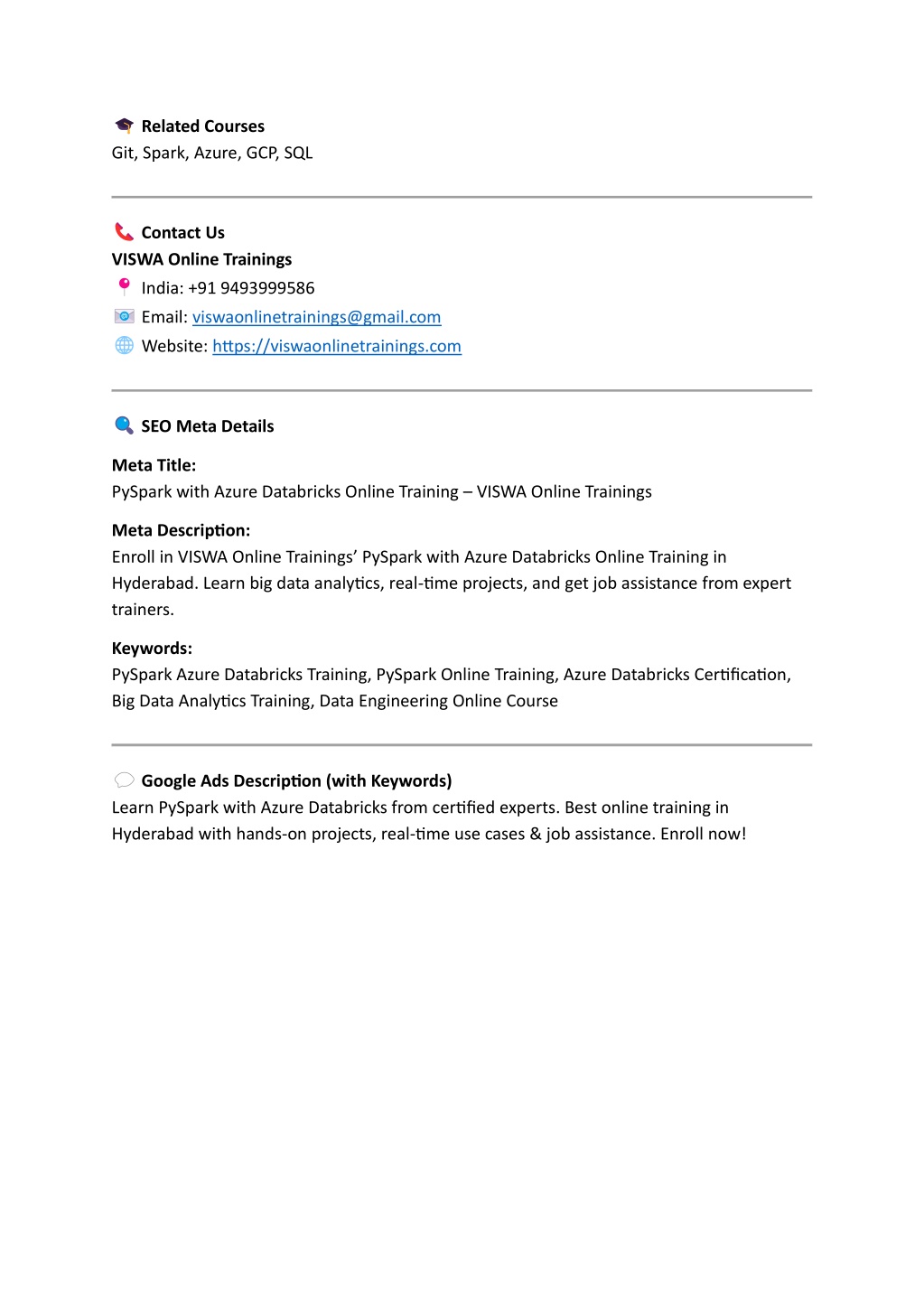 PPT PySpark with Azure Databricks Training Institute Certification