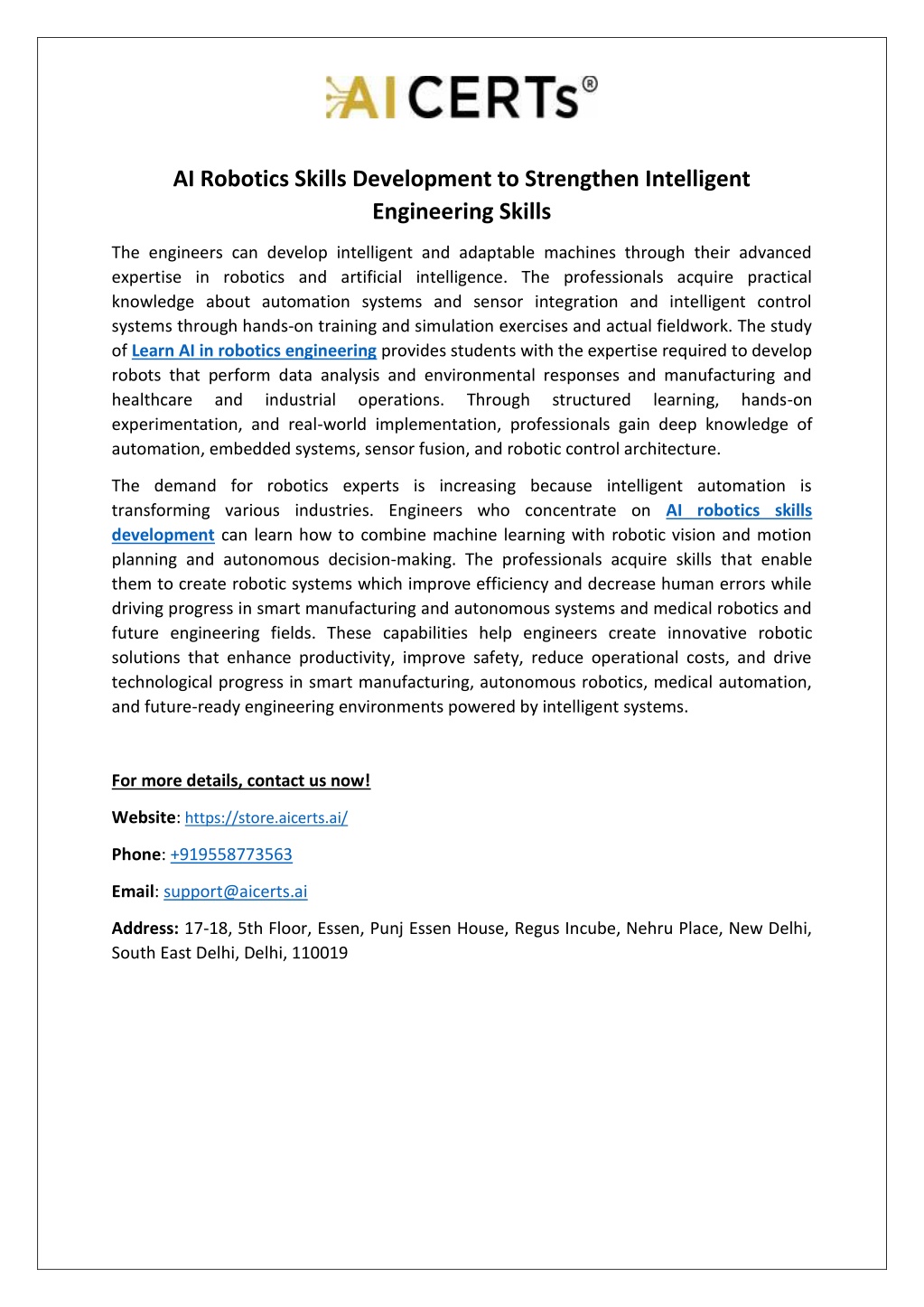 PPT - AI Robotics Skills Development to Strengthen Intelligent ...