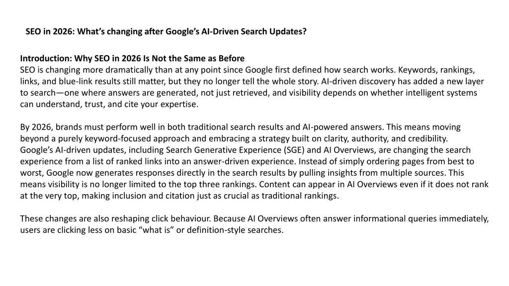PPT - Why SEO in 2026 Is Not the Same as Before PowerPoint Presentation ...